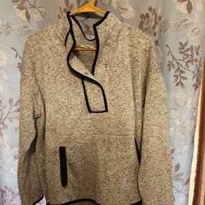 J. Jill Heathered Gray Pullover with Black Trim